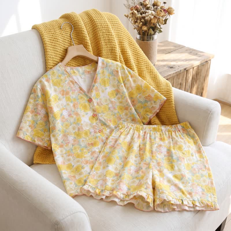 Yellow Rose Cotton 3pcs Loungewear Set - image 3