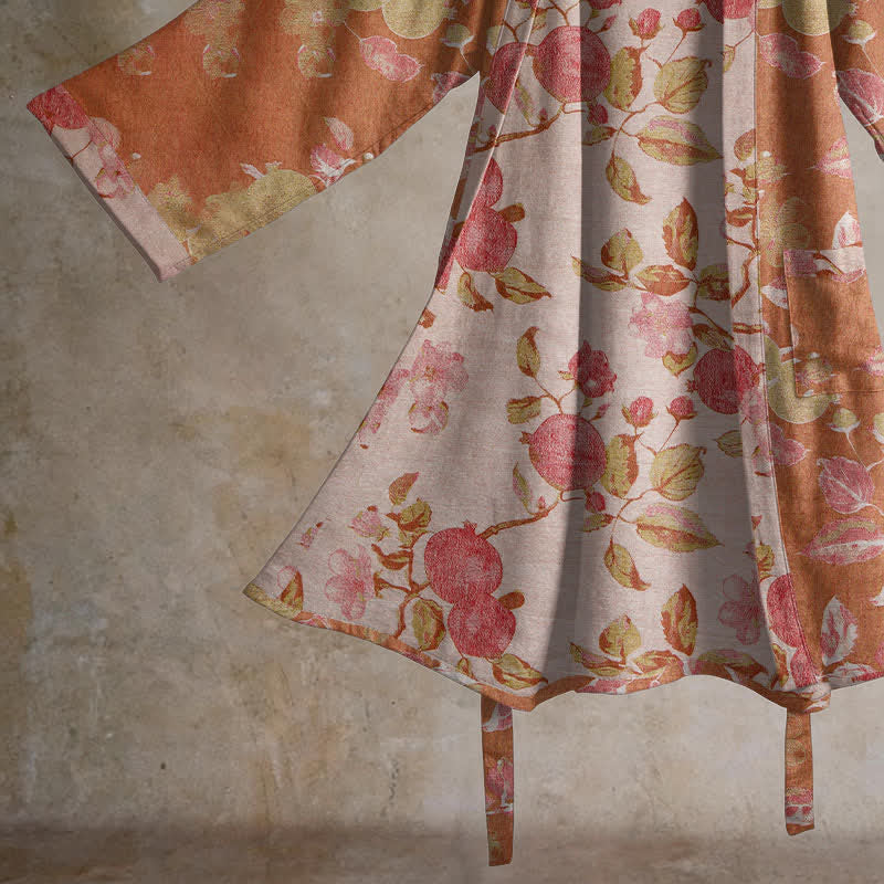 Botanical Pomegranate Print Cotton Kimono Robe - image 4