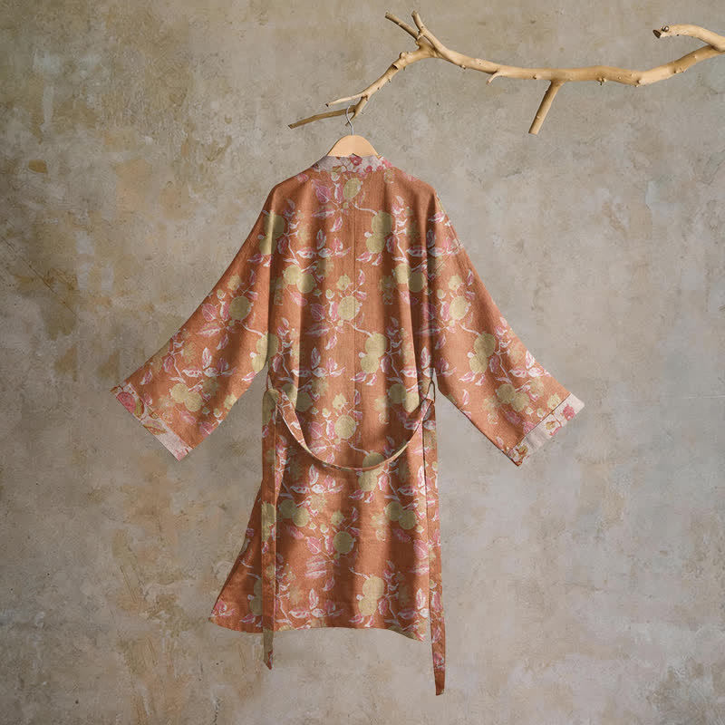 Botanical Pomegranate Print Cotton Kimono Robe - image 1