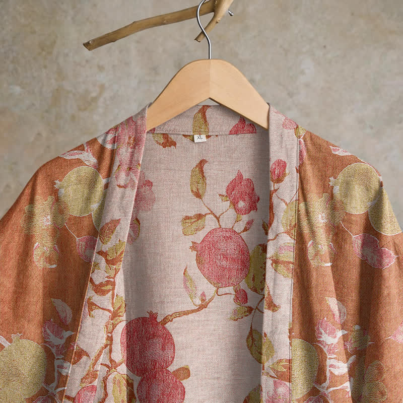 Botanical Pomegranate Print Cotton Kimono Robe - image 2