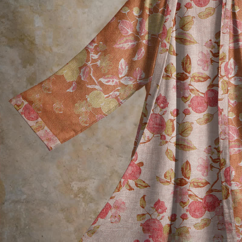 Botanical Pomegranate Print Cotton Kimono Robe - image 3