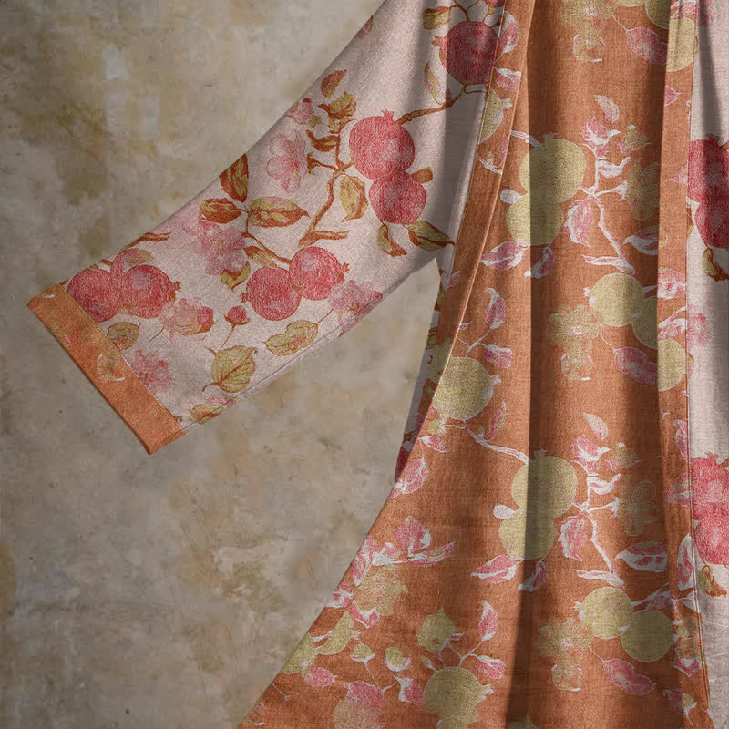 Botanical Pomegranate Print Cotton Kimono Robe - image 9