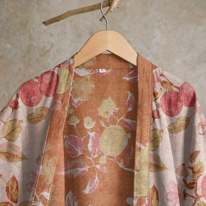 Botanical Pomegranate Print Cotton Kimono Robe - image 8