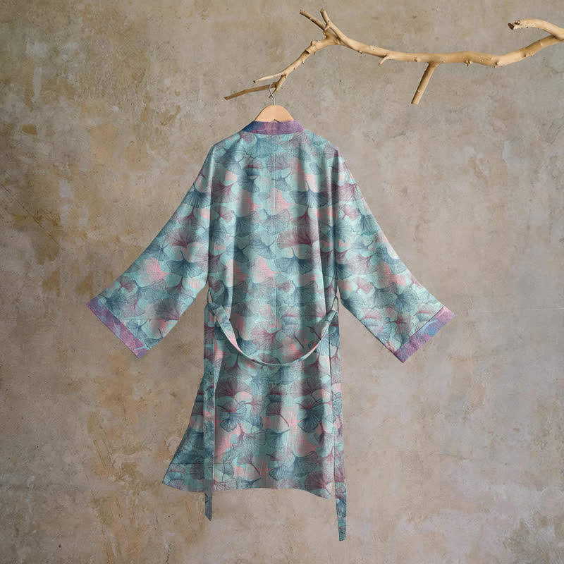 Dreamy Ginkgo Leaf Cotton Kimono Robe - image 1