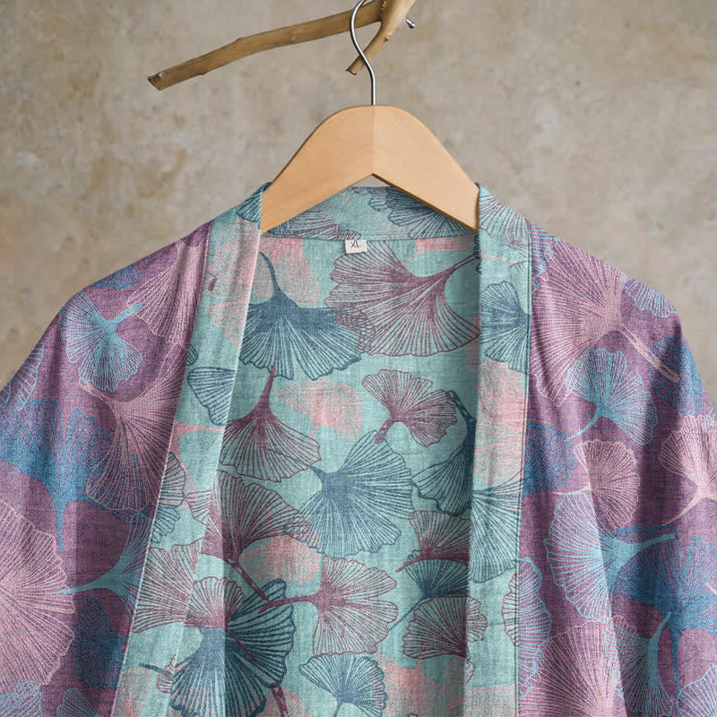 Dreamy Ginkgo Leaf Cotton Kimono Robe - image 8