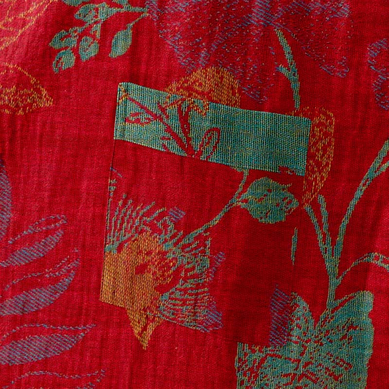 Retro Leaf Jacquard Cotton Kimono Robe - image 5