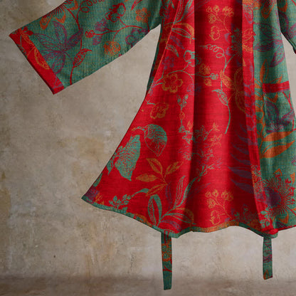 Retro Leaf Jacquard Cotton Kimono Robe - image 10