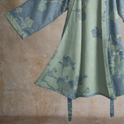 Sage Blue Floral Cotton Kimono Robe - image 4