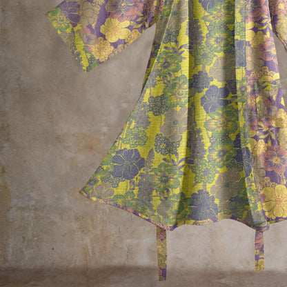 Purple Floral Cotton Kimono Robe - image 4