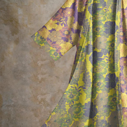 Purple Floral Cotton Kimono Robe - image 3