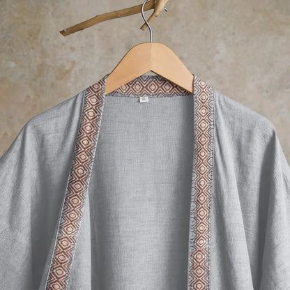 Retro Geometric Border Cotton Lounge Robe - image 8