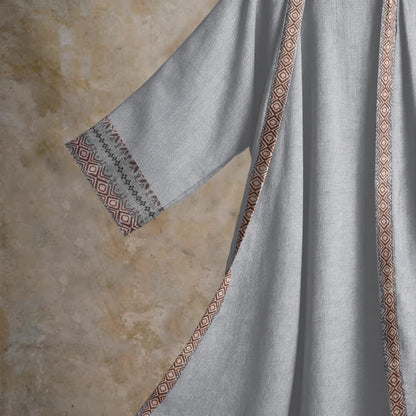 Retro Geometric Border Cotton Lounge Robe - image 9