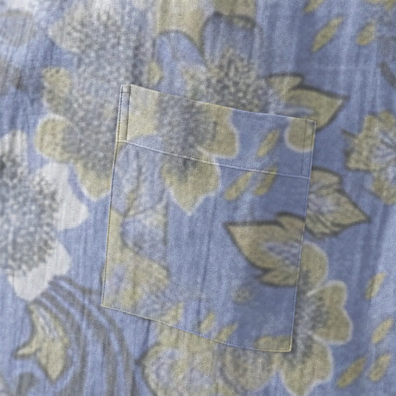 Retro Floral Cotton Kimono Robe - image 5