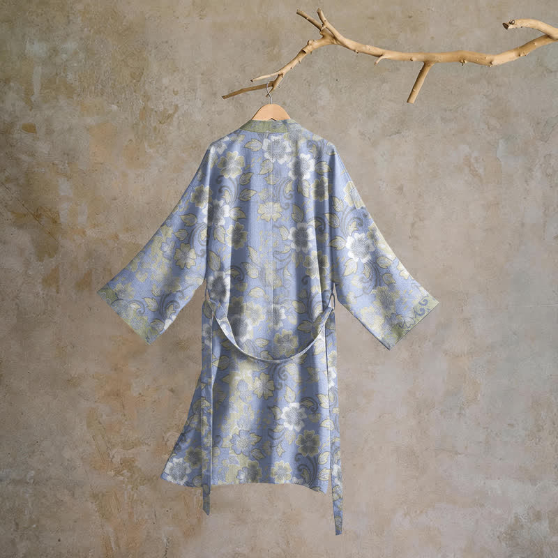Retro Floral Cotton Kimono Robe - image 1