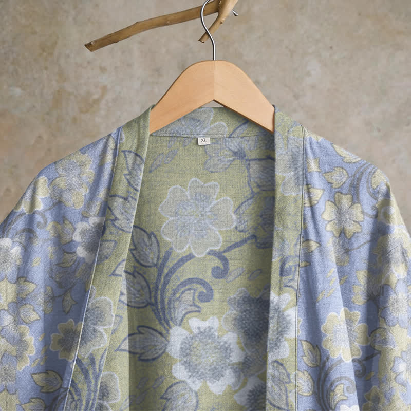 Retro Floral Cotton Kimono Robe - image 2