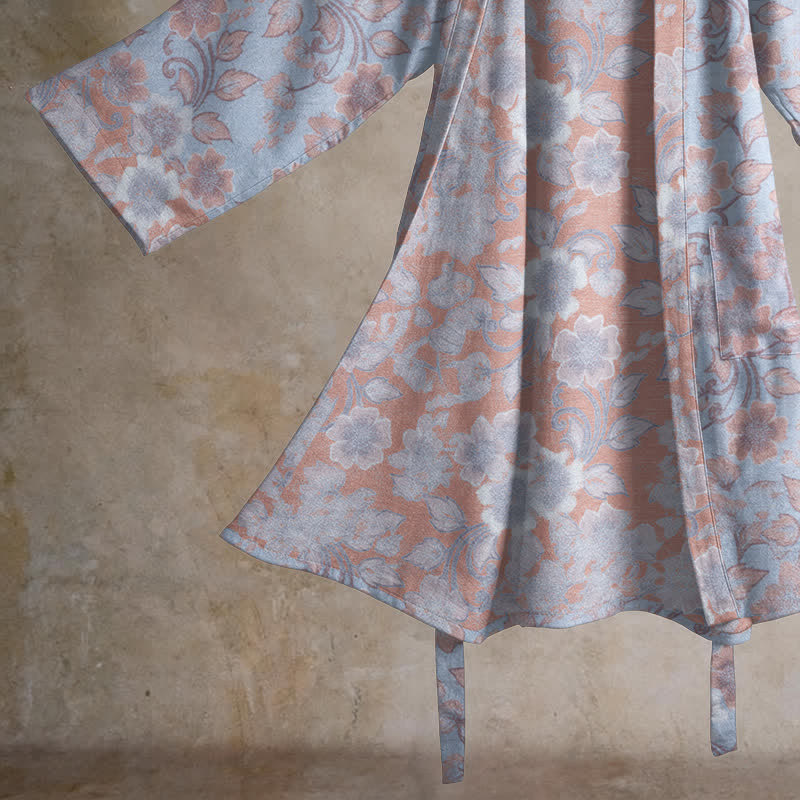 Retro Floral Cotton Kimono Robe - image 10