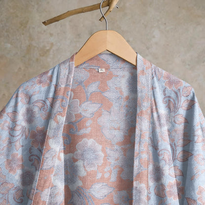 Retro Floral Cotton Kimono Robe - image 8
