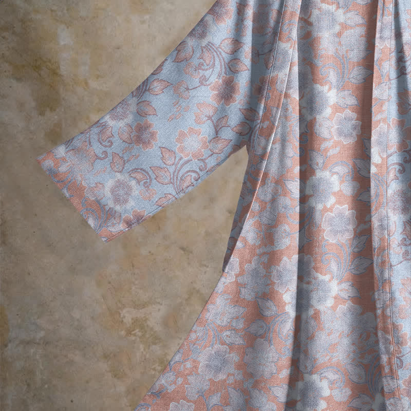 Retro Floral Cotton Kimono Robe - image 9