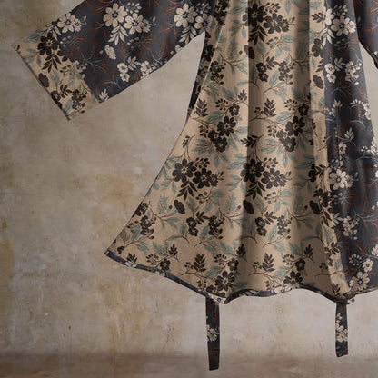 Mocha Floral Cotton Kimono Robe - image 4