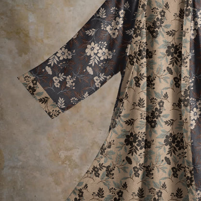 Mocha Floral Cotton Kimono Robe - image 3