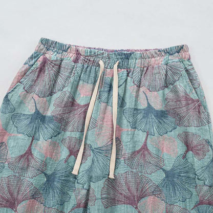 Vintage Ginkgo Leaf Cotton Lounge Pants - image 2