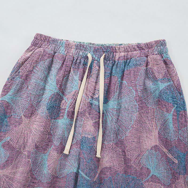 Vintage Ginkgo Leaf Cotton Lounge Pants - image 7