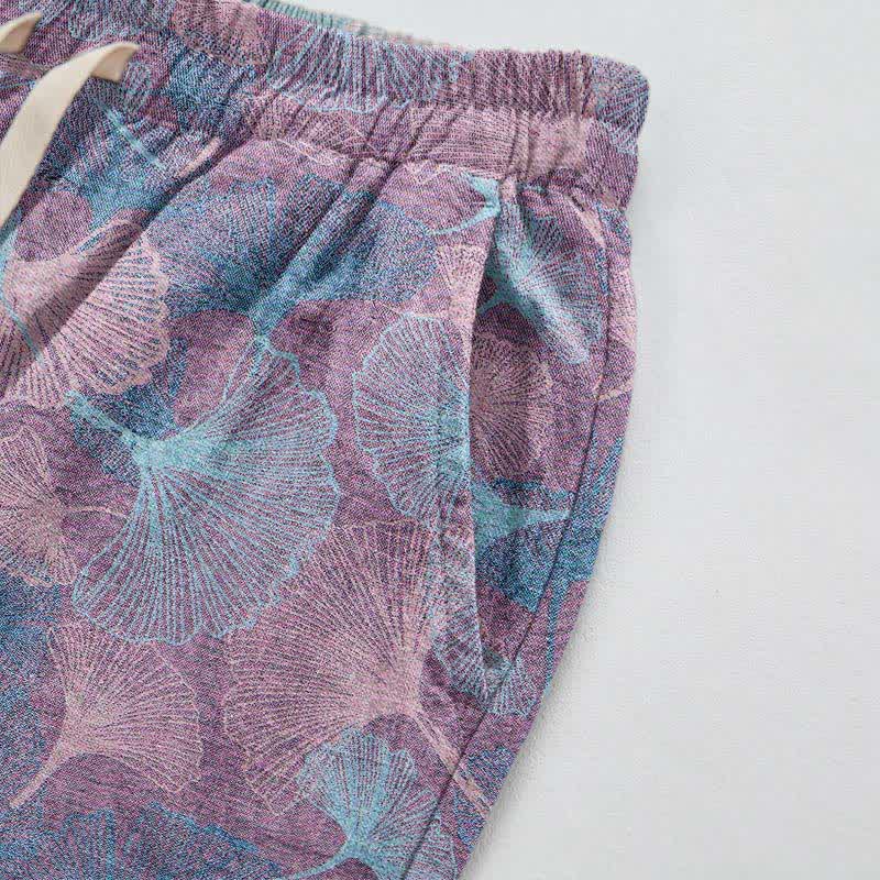 Vintage Ginkgo Leaf Cotton Lounge Pants - image 9