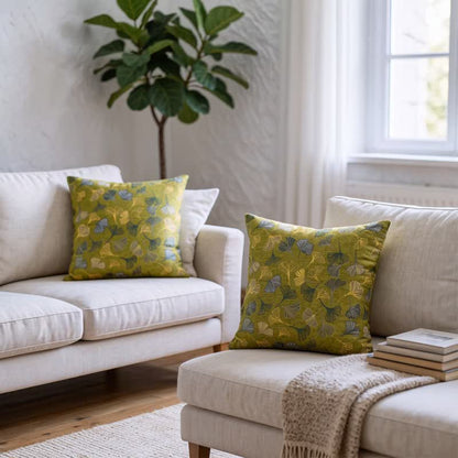 Green Botanical Ginkgo Leaf Square Pillow - image 4