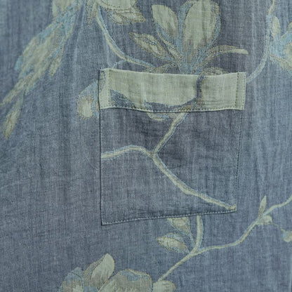 Sage Blue Floral Cotton Kimono Robe - image 2