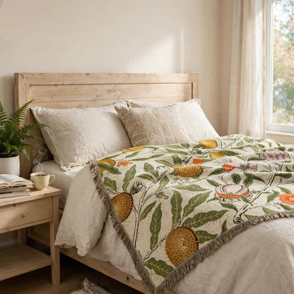 Vintage Pomegranate Floral Botanical Throw Blanket - image 4