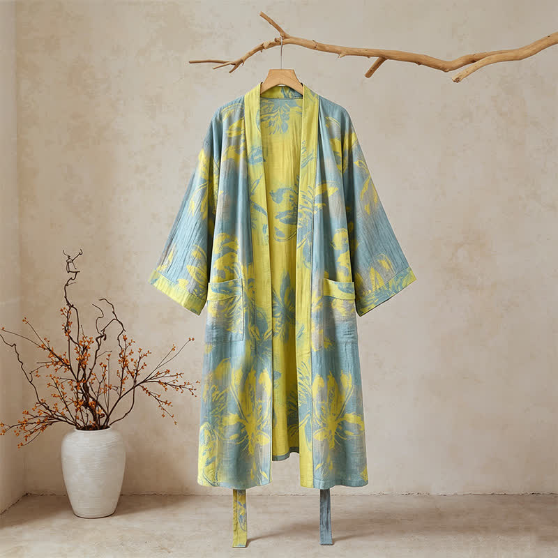 Bohemian Floral Cotton Double Gauze Kimono Robe - image 1