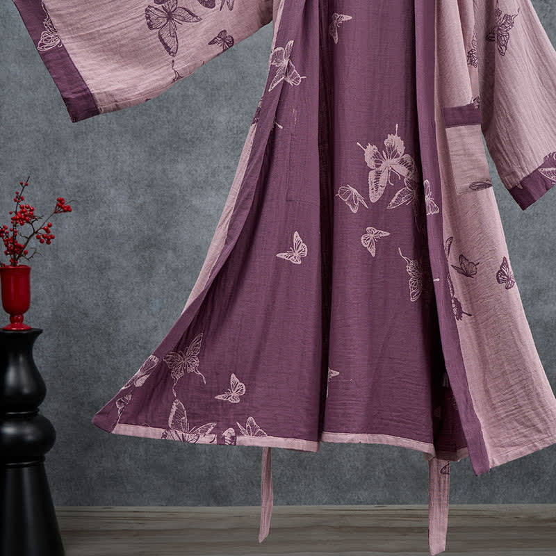 Butterfly Cotton Double Gauze Kimono Robe - image 11