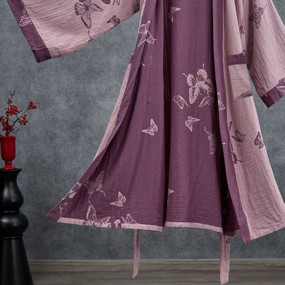 Butterfly Cotton Double Gauze Kimono Robe - image 11