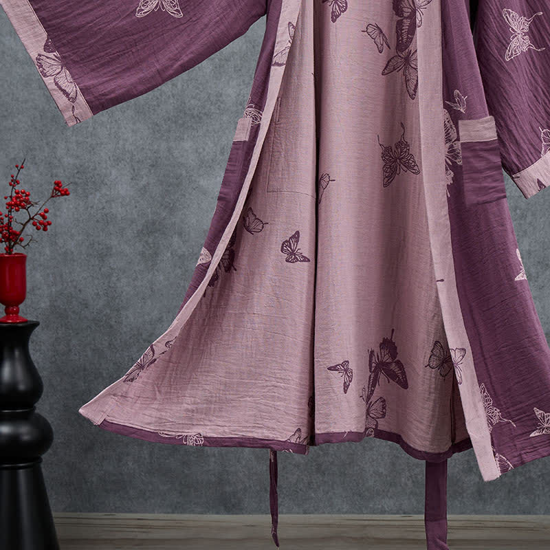Butterfly Cotton Double Gauze Kimono Robe - image 4