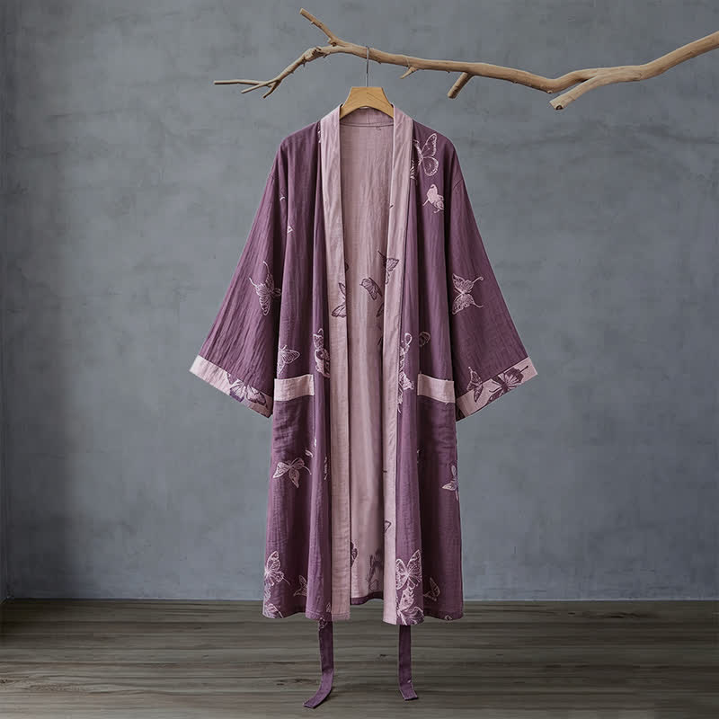 Butterfly Cotton Double Gauze Kimono Robe - image 1