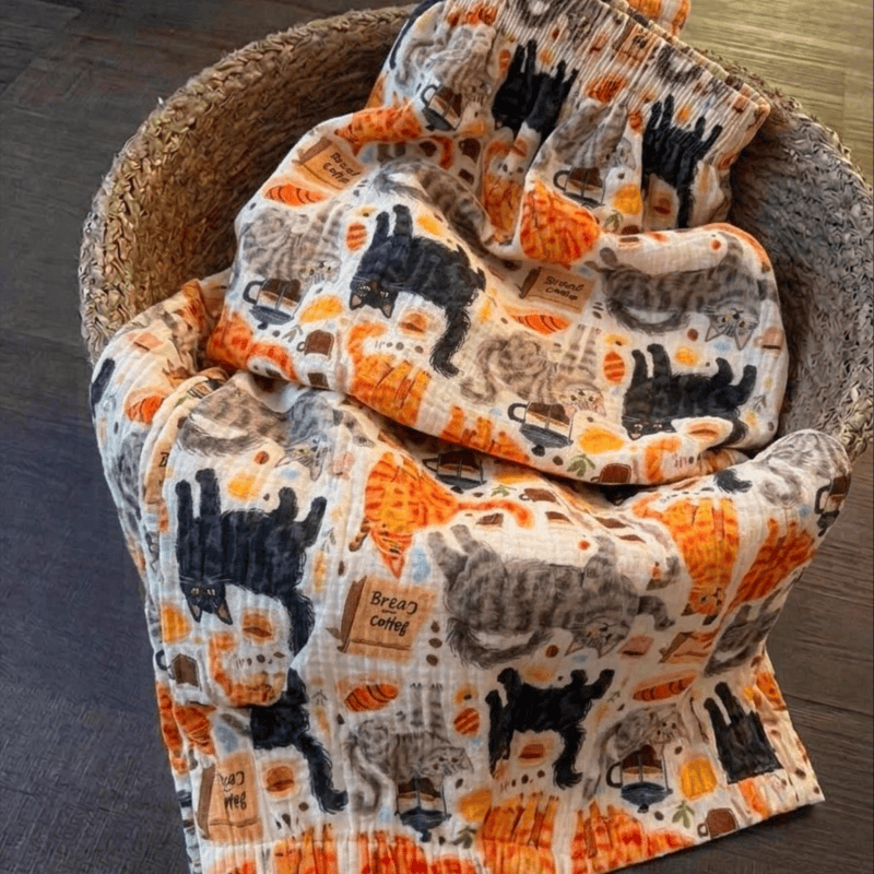 Cartoon Orange Cat Cotton Gauge Lounge Pants - image 5