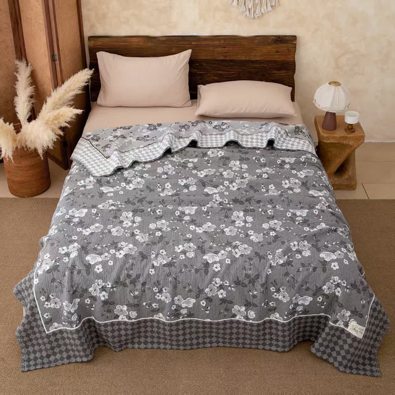 Ownkoti Prairie Garden Lightweight Bedspread Quilt - Gray - King - image 1