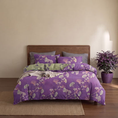Retro Ginkgo Leaf Cotton Reversible Bedding Set - image 4