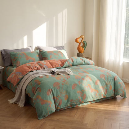 Retro Ginkgo Leaf Cotton Reversible Bedding Set - image 15