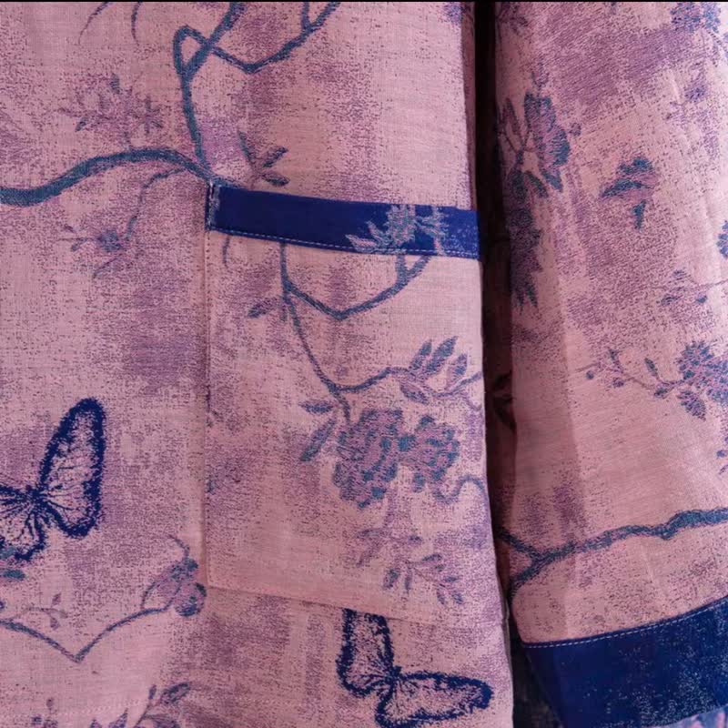 Retro Purple Butterfly Floral Cotton Loungewear Set - image 5