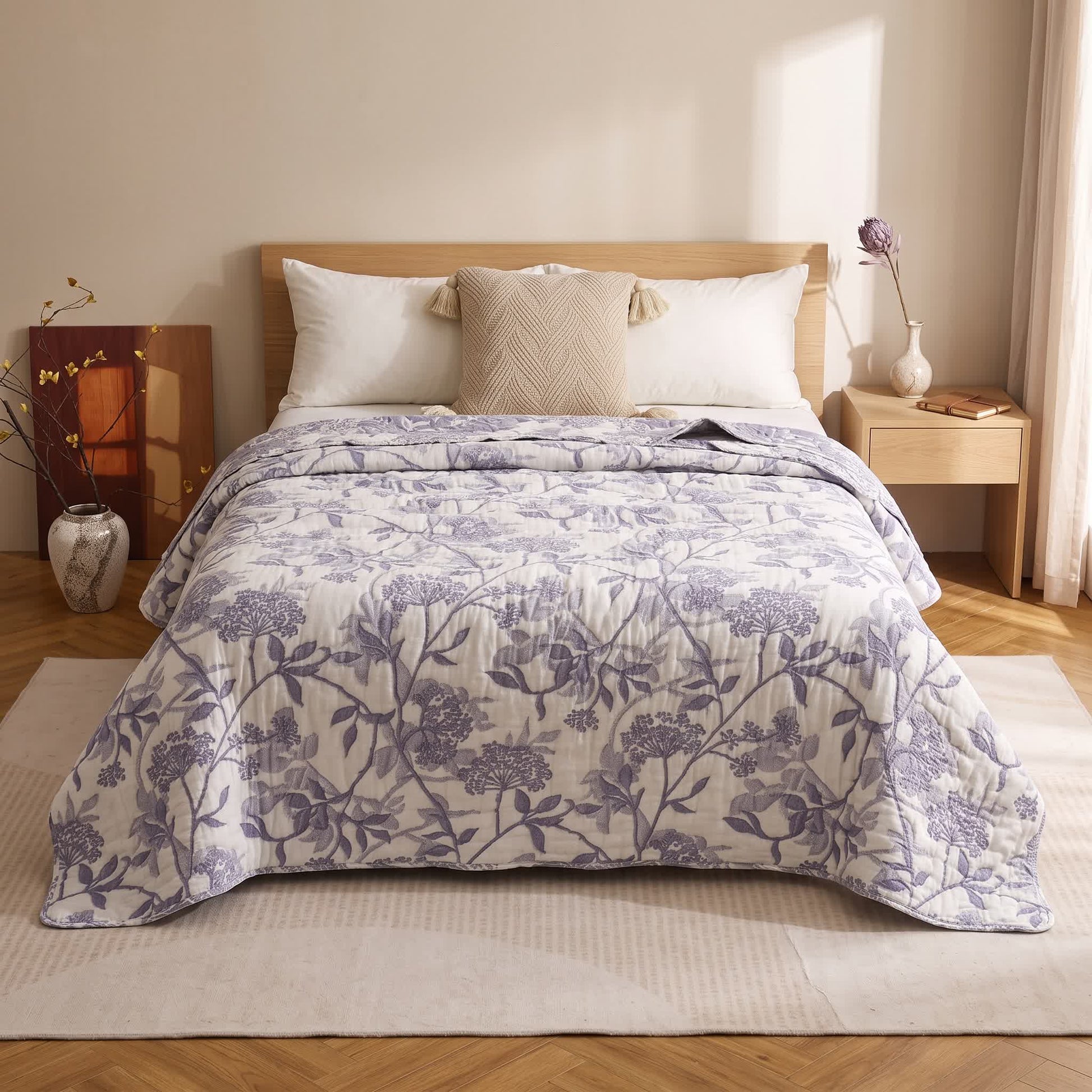 Ownkoti Vintage Cotton Gauze Jacquard Floral Quilt - image 1