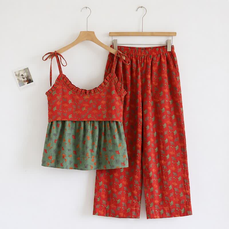 Ginkgo Biloba Leaf Cami Pajama Set - image 1