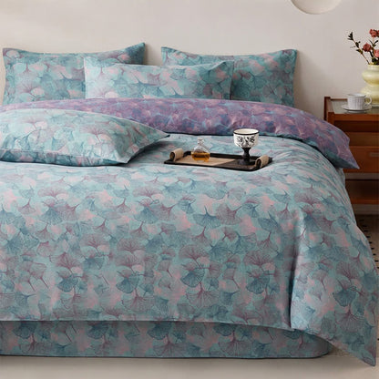 Retro Botanical Ginkgo Leaf Cotton Bedding Set - image 1