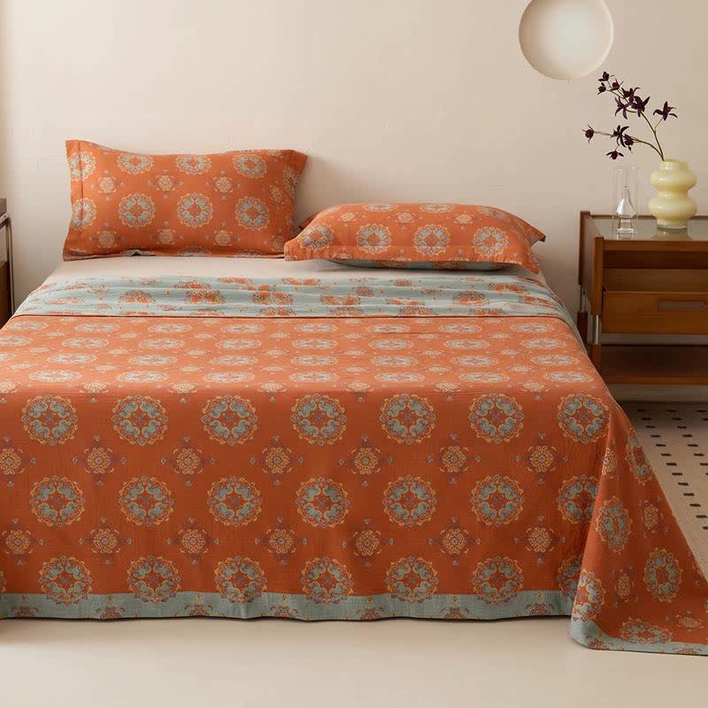 Oriental Medallion Floral Muslin Bedspread - image 1