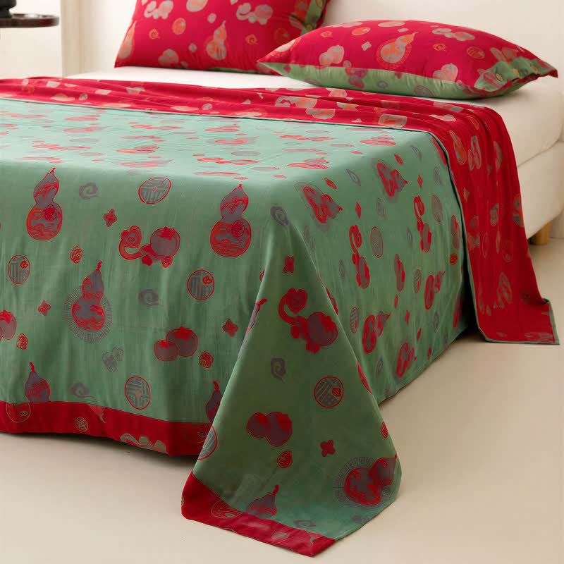 Gourd Pattern Muslin Reversible Coverlet Bedspread - image 2