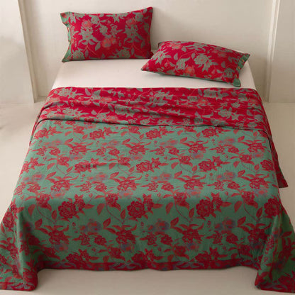 Opulent Floral Muslin Reversible Bedspread - image 1