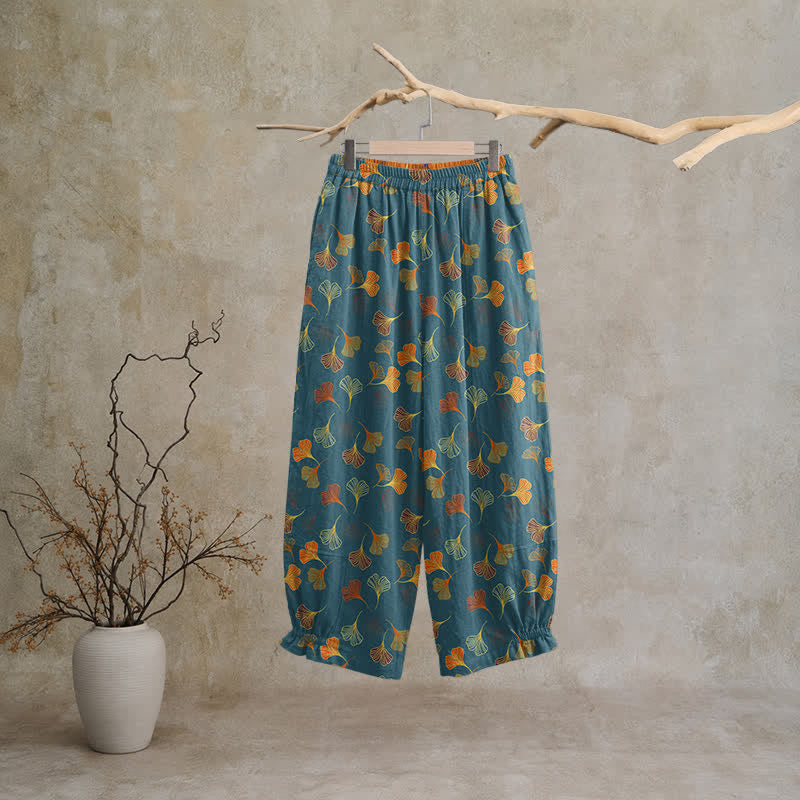 Multi‑Color Ginkgo Leaf Cotton Lounge Pants - image 1
