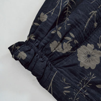 Navy Blue Wildflower Cotton Gauge Lounge Pants - image 4