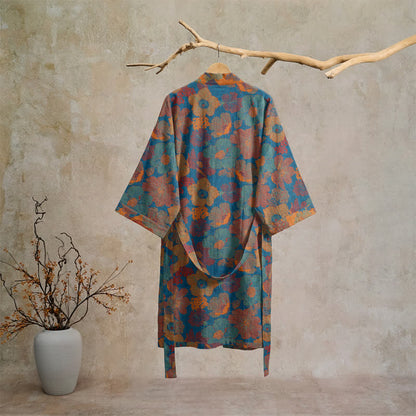 Vintage Flower Cotton Kimono Robe - image 6