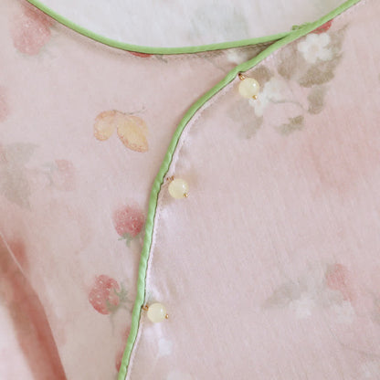 Pink Strawberry Cotton Lounge Nightgown - image 2